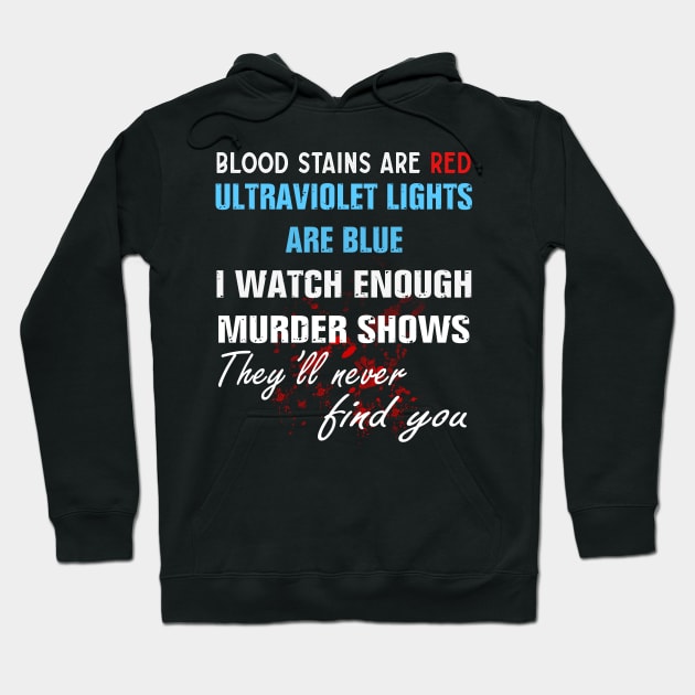 Blood stain are red ultraviolet lights are blue Hoodie by TEEPHILIC